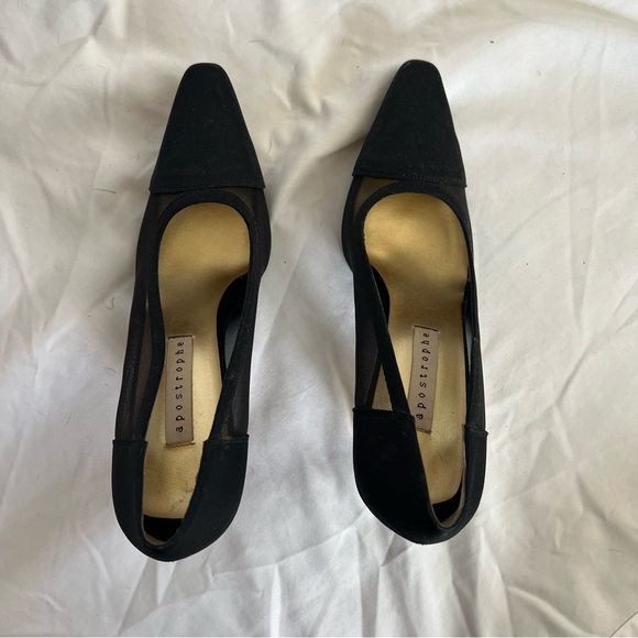 Apostrophe Lettie Vintage Black Heels Mesh Detail - Picture 5 of 9